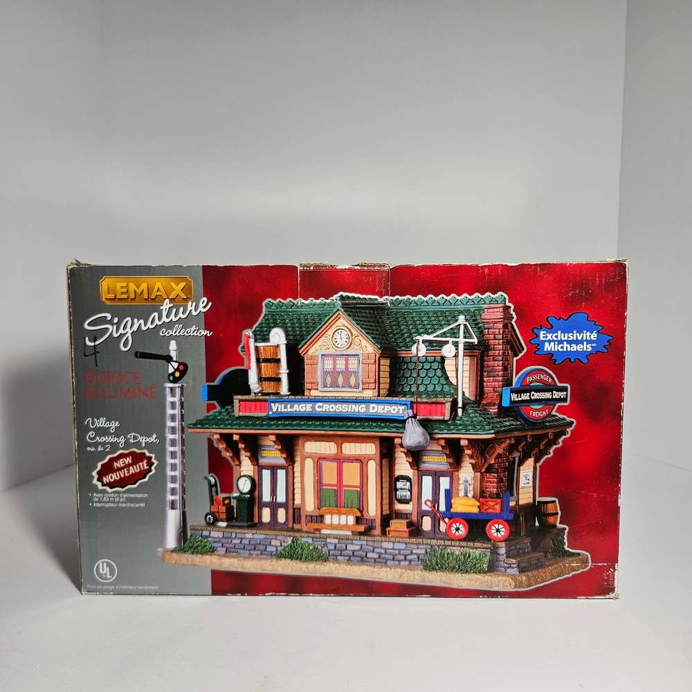 Lemax Signature Collection Village Crossing Depot Illuminated Train Station Box
